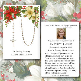 Rosary Funeral Memorial Prayer Poinsettias Visitkort