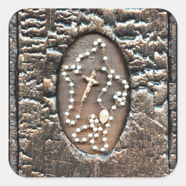 Rosary Fyrkantigt Klistermärke (Framsida)