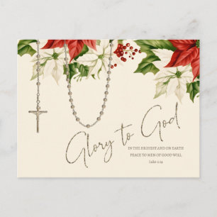 Rosary jul Poinsettias God jul Vykort