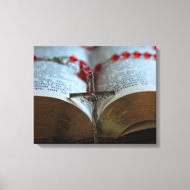 Rosary och Bible 1 Canvastryck (Framsida)