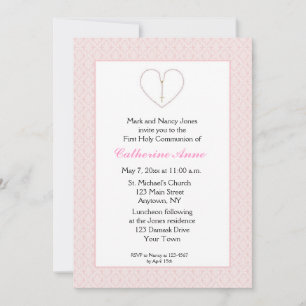 Rosary Pärlor, Heart Rosa Damask Commune Inbjudningar
