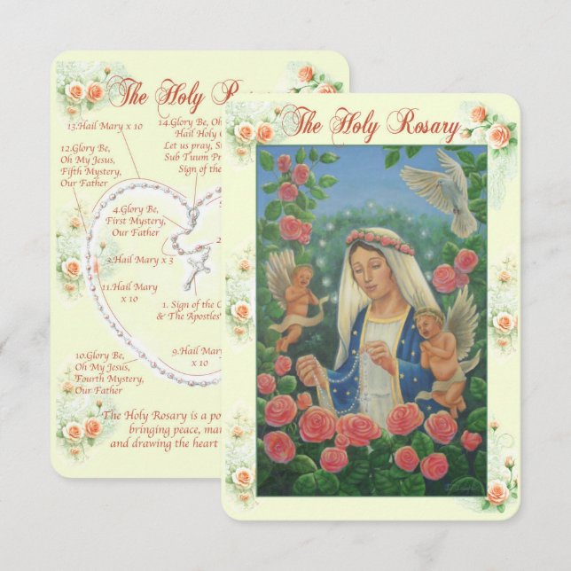 Rosary Prayer Card Inbjudningar (Fram/baksida)