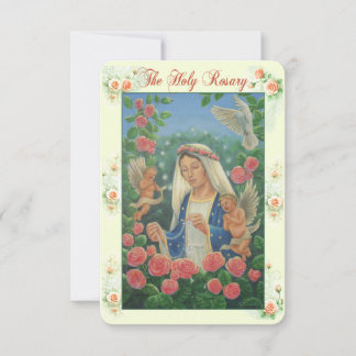 Rosary Prayer Card med min originalteckning Inbjudningar