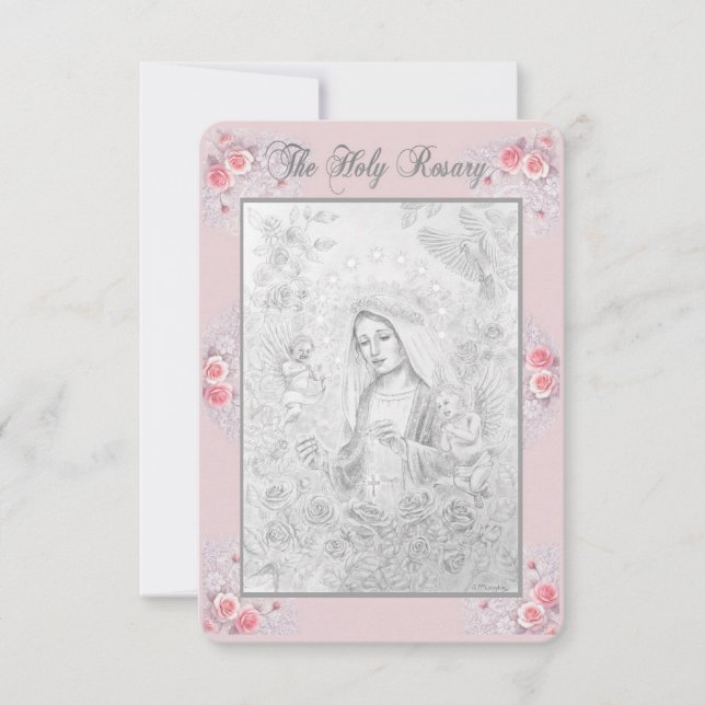 Rosary Prayer Card with my Original Drawing  Inbjudningar (Framsida)