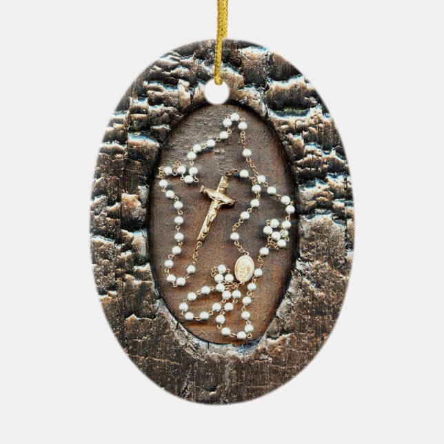 Rosary & Prayer för läkning Julgransprydnad Keramik (Framsidan)