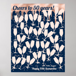 Rosas 50-årsdag Gästbok - Skål för 50 år Poster