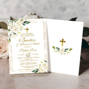 Rosas Blancas para Bautizo & Primer Añito Inbjudningar