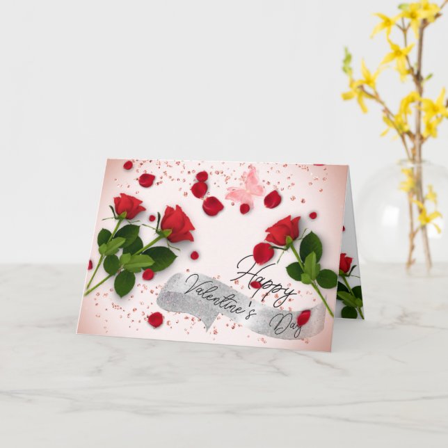 rosas de  día  San Valentín con cristales Kort (Gul blomma)