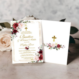 Rosas Rojas para Bautizo & Primer Añito Inbjudningar