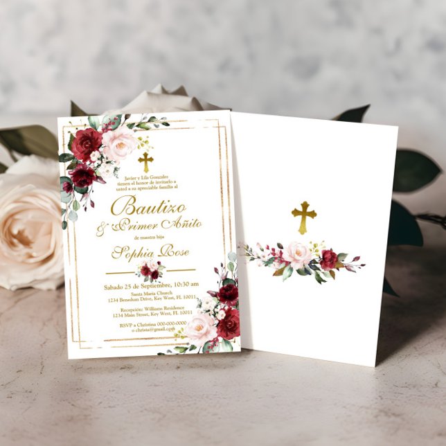 Rosas Rojas para Bautizo & Primer Añito Inbjudningar (Skapare uppladdad)