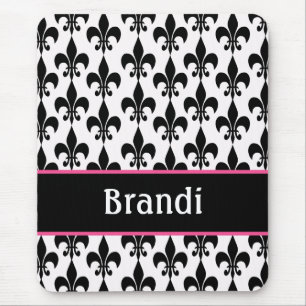 Rosasvartpersonlig Fleur de Lis Mousepad Musmatta