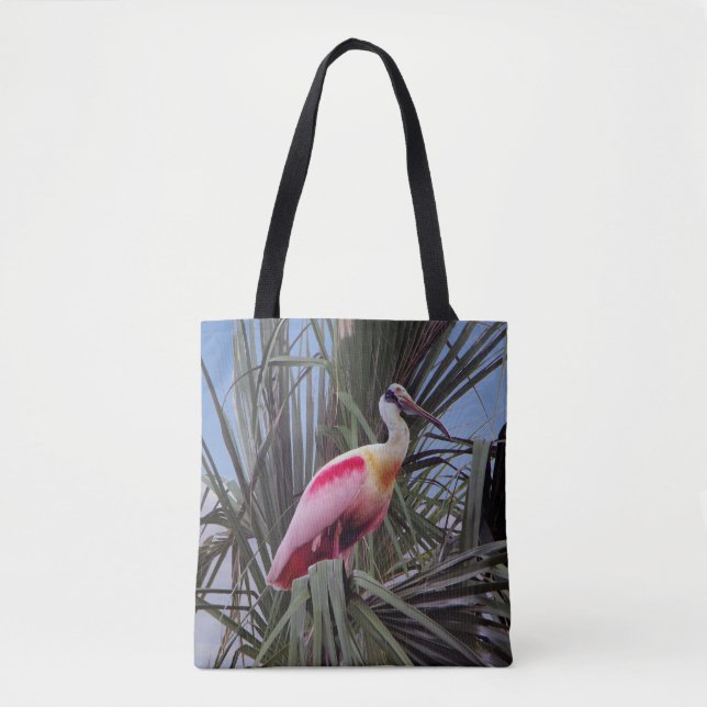 Rosat Spoonbill över hela påsen Tygkasse (Framsida)