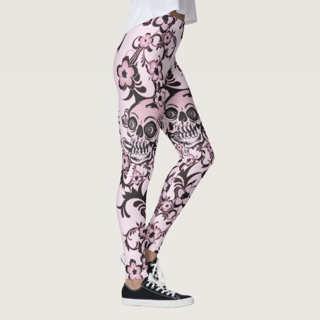 Rosatatueringskalle Leggings (Höger)