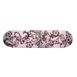 Rosatatueringskalle Old School Skateboard Bräda 18 Cm