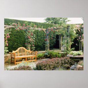 Rosaträdgården placerar i rosa Pergola, med den Poster