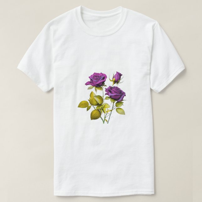 Rosbild - Mystisk Elegans Blommig Illustration T Shirt (Design framsida)