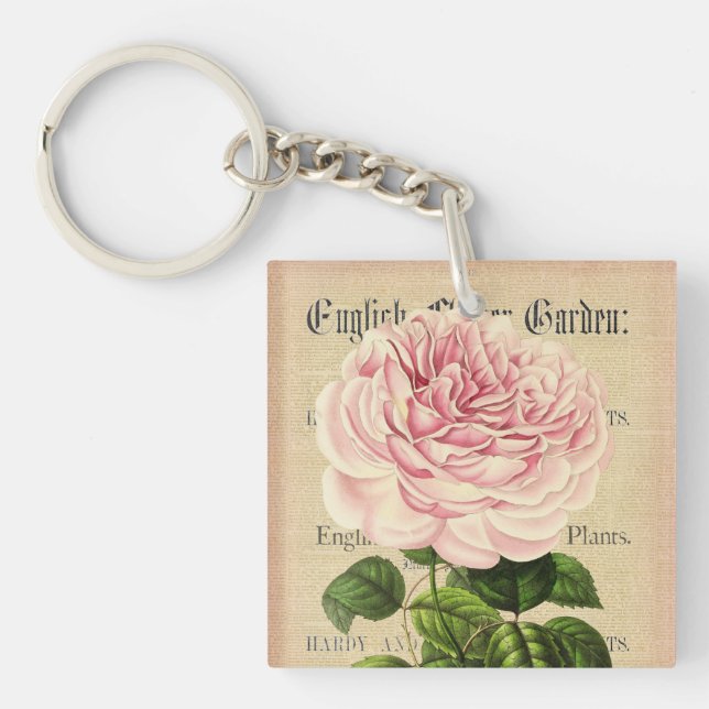 Rosblomma vintage feminin blomsternyckelring (Framsidan)