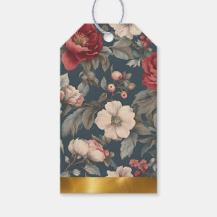 Rosblommig på gran presentetikett