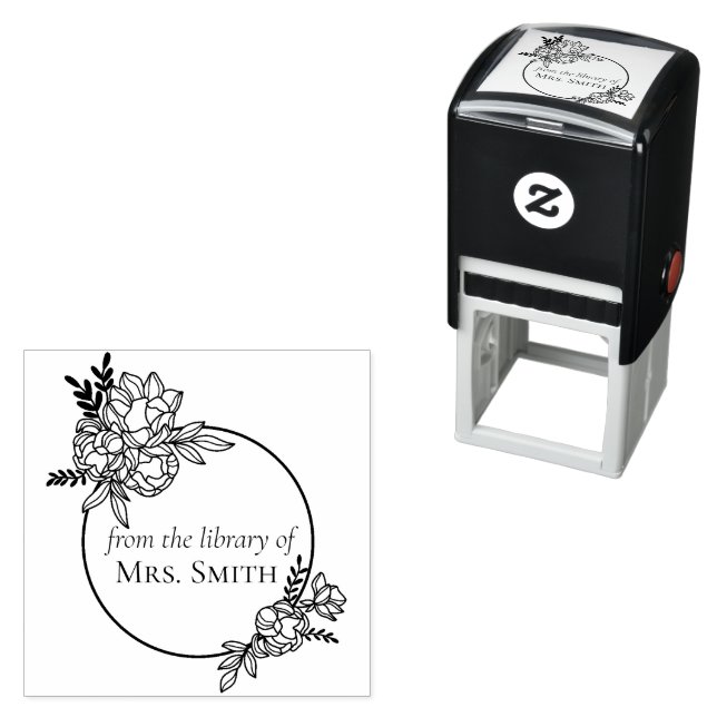 Rosblommig ram från biblioteket hos självfärgande stämpel (In Situ)