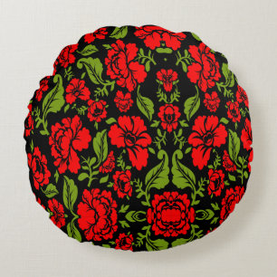 Rosblommor Rund Kudde