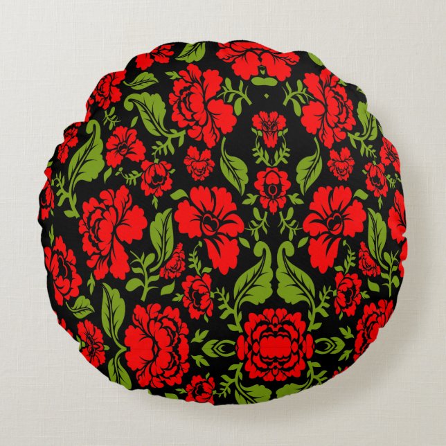 Rosblommor Rund Kudde (Framsidan)