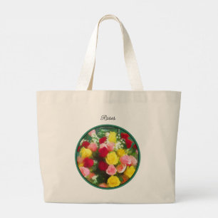 Rosbukett av rosor målning original blomkonst jumbo tygkasse