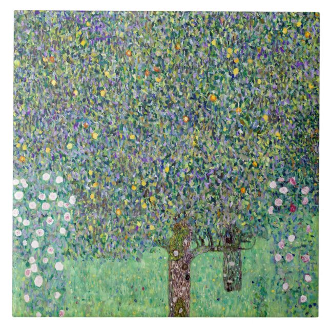 Rosbuskar under Träd, Gustav Klimt Kakelplatta (Framsidan)