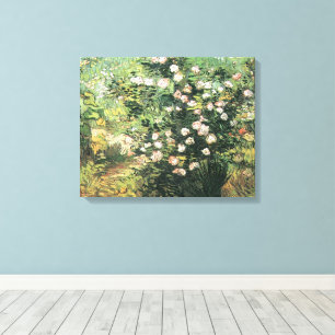 Rosbuske i blomning av Vincent van Gogh Canvastryck