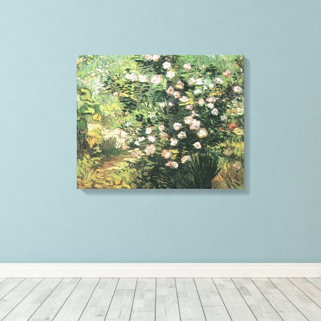 Rosbuske i blomning av Vincent van Gogh Canvastryck (Insitu (trägolv))