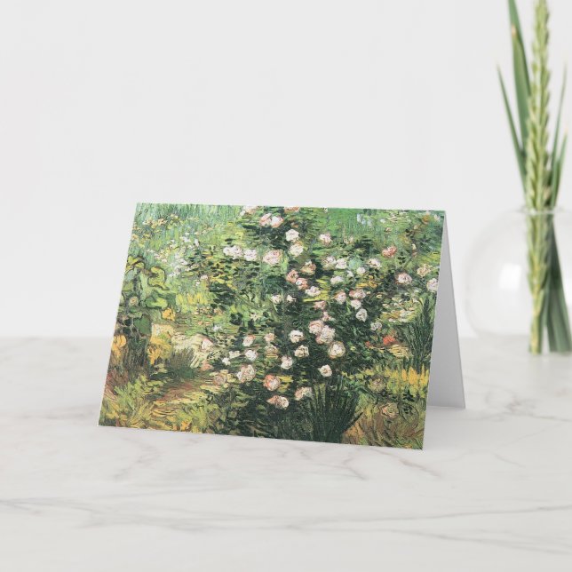 Rosbuske i blomning av Vincent van Gogh Kort (Framsida)