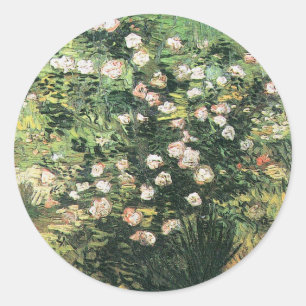 Rosbuske i blomning av Vincent van Gogh Runt Klistermärke