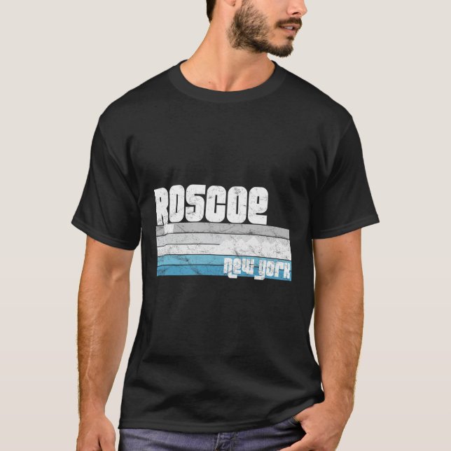 Roscoe New York Ny Retro Vacation Skiing Hiking Sn T Shirt (Framsida)