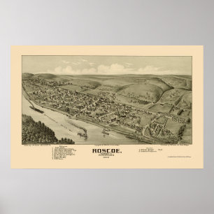 Roscoe panorama- karta för PA - 1902 Poster