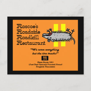 Roscoes Roadside Roadkill Vykort