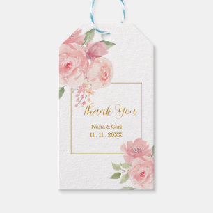 ROSE Akvarell Blomma Presentetikett