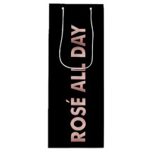 ROSÉ ALL DAY Text i Faux Rosa Foil on Black