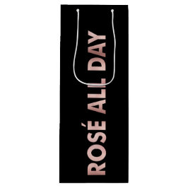ROSÉ ALL DAY Text i Faux Rosa Foil on Black