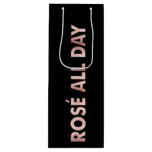 ROSÉ ALL DAY Text i Faux Rosa Foil on Black