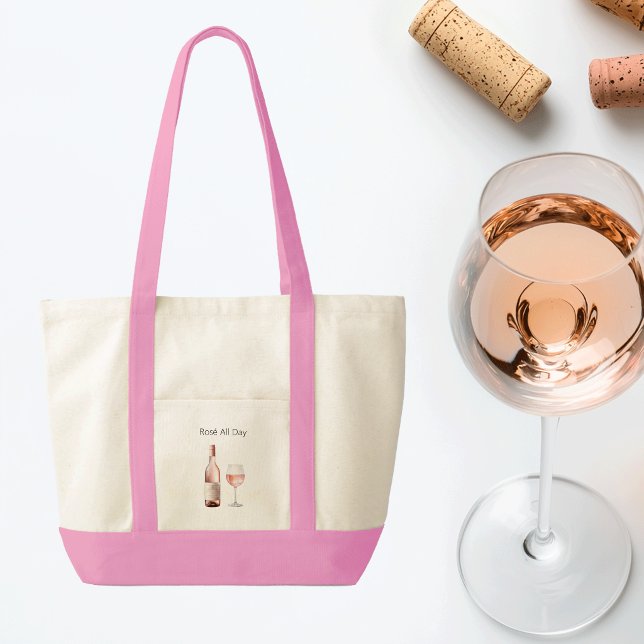 Rosé-älskare Totebag med rolig text  Tygkasse (Rosé lover pink tote bag)