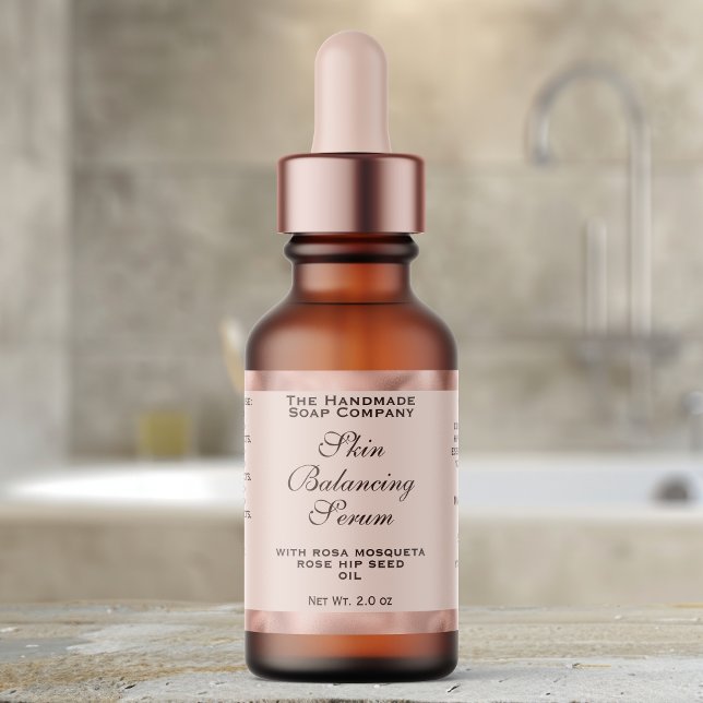 Rose and Rose Gold Cosmetics Dropper Bottle Label Adressetikett (Skapare uppladdad)