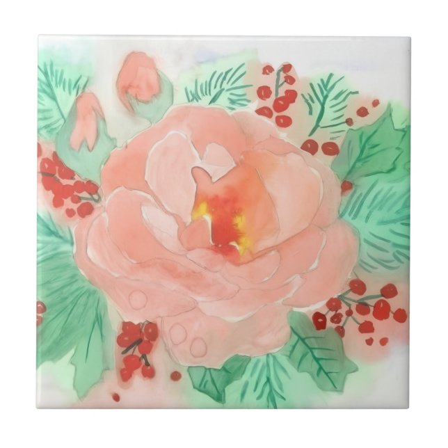 Rose aquarelle française kakelplatta (Framsidan)