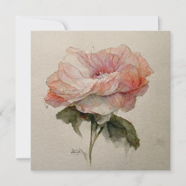 Rose Aquarelle Watercolor Rose Painting Inbjudningar (Framsida)