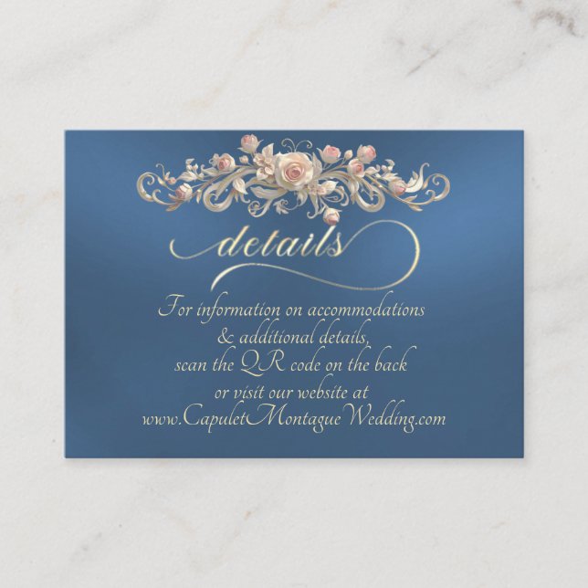 Rose Arc Border, QR Code - Blue Tilläggskort (Framsida)