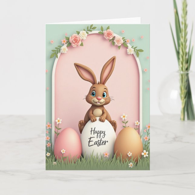 Rose Arch Easter Bunny Card Kort (Framsida)