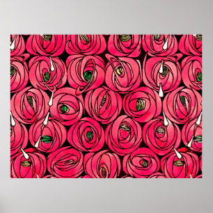 Rose Art Nouveau Rennie Macintosh Grafik Poster