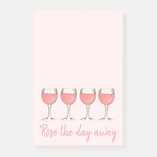 Rosé Away Rosa ros Glass Vin Älskare Post-it Block (Framsida)