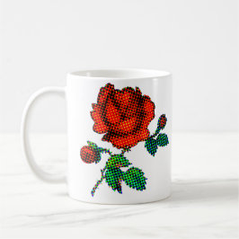 Rose Bloom Halftone Finkonst Kaffemugg
