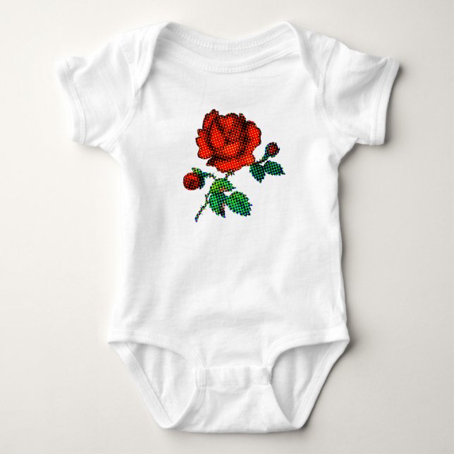 Rose Bloom Halftone Finkonst T Shirt (Framsida)