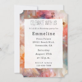 Rose Blush Peach Orange Floral Birthday Inbjudningar