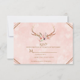 Rose Blush Rosa Blommig Hjort Horn Boho RSVP OSA Kort